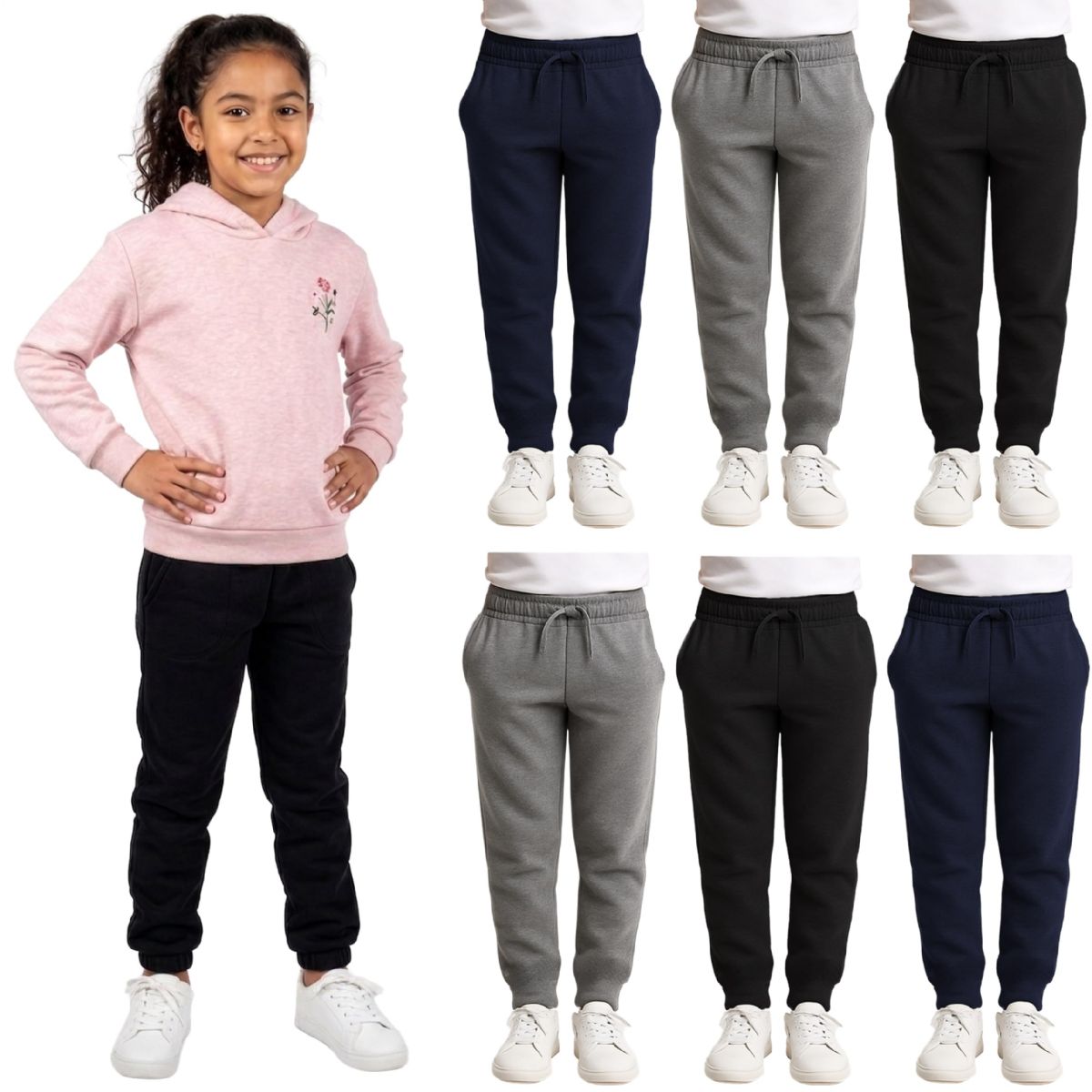 6 Bulk Yacht & Smith Girls Assorted Fleece Jogger Pants Size xl