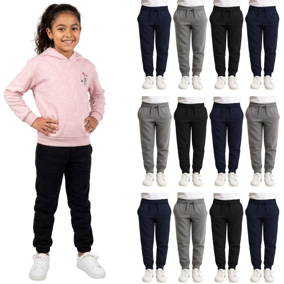 12 Bulk Yacht & Smith Girls Assorted Fleece Jogger Pants Size xl