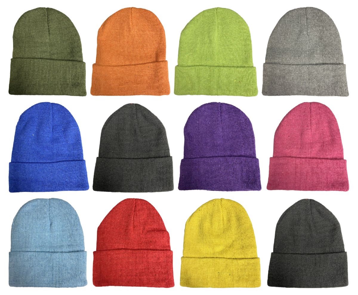 12 Bulk Yacht & Smith Unisex Adult Winter Beanies In Bright Assorted Colors