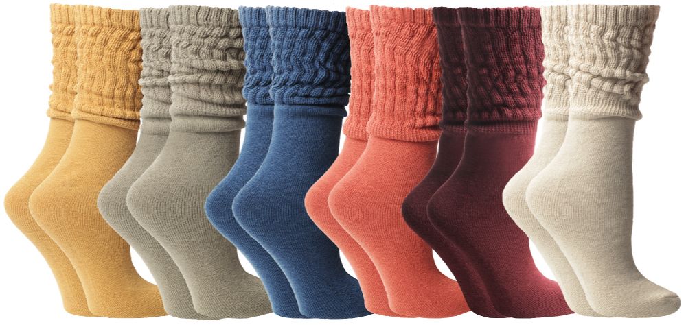 6 Bulk Yacht & Smith Women's Assorted Colored Slouch Socks Size 9-11