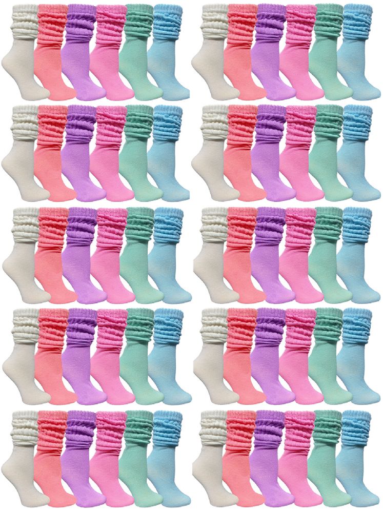 120 Bulk Yacht & Smith Women's Assorted Colored Slouch Socks Size 9-11