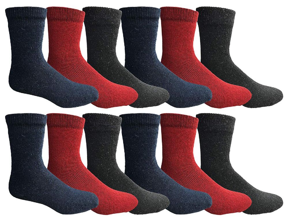 24 Bulk Yacht & Smith Women's Cotton Assorted Thermal Crew Socks Size 9-11