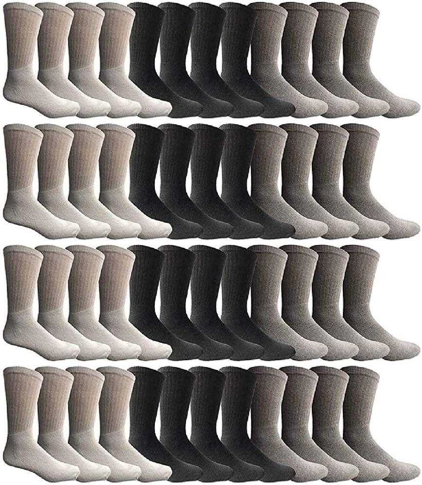12 Bulk Yacht & Smith Women's Cotton Terry Cushioned Crew Socks