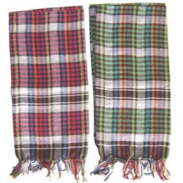 60 Bulk Ladies Designer Look Plaid Square Shaped Scarf