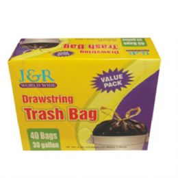 12 Bulk Garbage Bag Drawstring Trash 30gal 40ct
