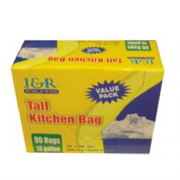 12 Bulk Garbage Bag Tall Kitchen 13gal 90ct