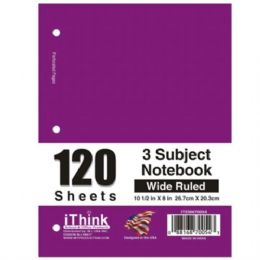 48 Bulk Spiral Notebook 3 Subject Wide Rule
