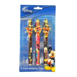 48 Bulk Character Clip Pen Mickey/minnie 3pk