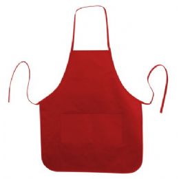 72 Bulk Long Round Bottom Cotton Twill Apron Red