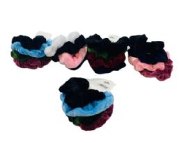 24 Bulk 4pcs Velvet Pony Tail Holders