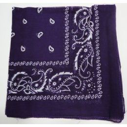 24 Bulk BandanA-Dark Purple Paisley