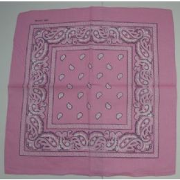 24 Bulk BandanA-Light Pink Paisley