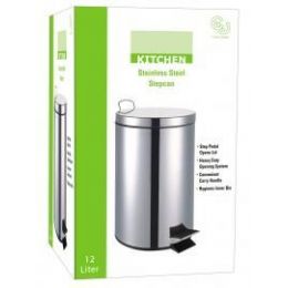 4 Bulk 12 Liter Stainless Steel Step Can With Plastic Inner Hygienic Bin