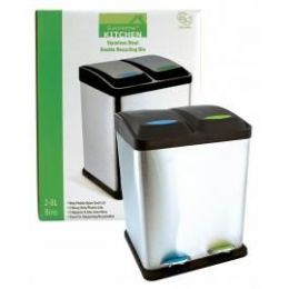 2 Bulk Stainless Steel Double 8l + 8l Recycling Bin