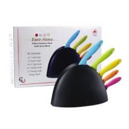 8 Bulk 6 Piece Stainless Steel Knife Set In Block