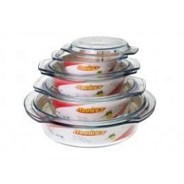6 Bulk Marinex Round Glass Tureen W/ Lid - 3.33 Qt.