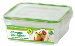 24 Bulk 6 Piece Square Plastic Container With Click And Lock Lids
