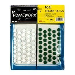 48 Bulk Thumb Tacks 160 Pk 80 White+40 Red+40 Green