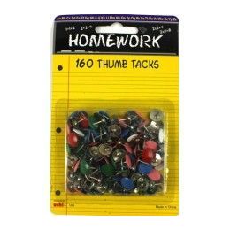 48 Bulk Thumb Tacks - 160 Pk - Asst. Colors - Carded