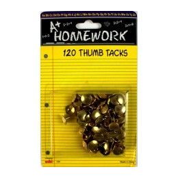 48 Bulk Thumb Tacks - 120 Pk - Gold Color - Carded