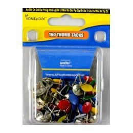 48 Bulk Thumb Tacks -100 Count - Asst ColorS-Clamshel Package.