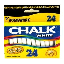 96 Bulk Chalk - White - 24 Pk - 3" Sticks - Boxed
