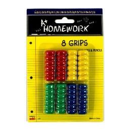 48 Bulk Pencil / Pen Finger Grips Asst. Colors - 8 Pack