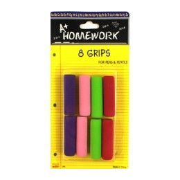 48 Bulk Pencil / Pen Finger Grips Asst. Colors - 8 Pack