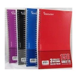 24 Bulk Wire Notebook - 150 Sh - 9.5"x6" -3 Subject - cr