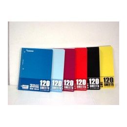 48 Bulk Wire Notebook - 120 Sh - 10.5" X 8" - Wr - 3 Subject