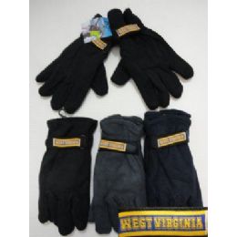 72 Bulk Men's Fleece GloveS-Thermal Insulate *west Virginia*
