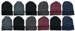 36 Bulk Yacht & Smith Unisex Assorted Dark Colors Adult Winter Beanies