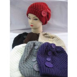 60 Bulk Ladies Hat With Large Buttons