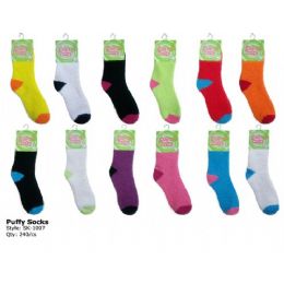 240 Bulk Fuzzy Sock With Color Heal And Toe