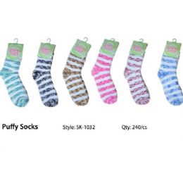 240 Bulk Marble Stripe Fuzzy Sock