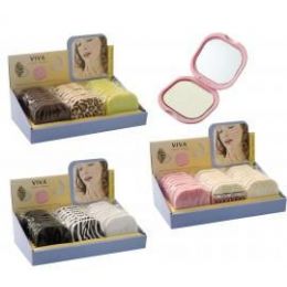 144 Bulk Viva Compact Magnifying Mirror In Display Box (assorted Styles - 6 Displays)