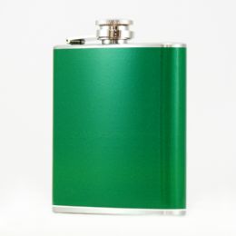 5 Bulk Hip Flask Holding 6 oz - Pocket Size Stainless Steel Rustproof Screw-On Cap - Green Finish