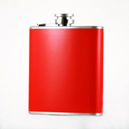 5 Bulk Red Hip Flask 6oz