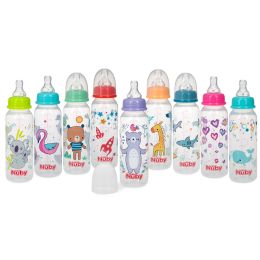 72 Bulk Nuby Printed NoN-Drip Bottle, 8 oz