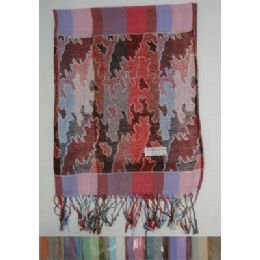 24 Bulk Fashion Pashmina With FringE--Stripes And Metallic Camo