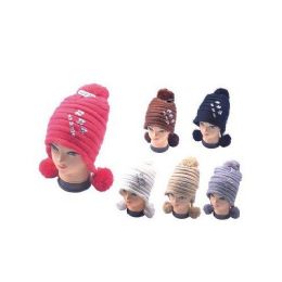 36 Bulk Winter Warm Hat With 3 Pom Poms