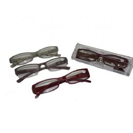 144 Bulk Assorted Color Plastic Reading Glasses With Case