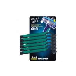 72 Bulk Ultra Max Razor Double Blade 6pk Blue