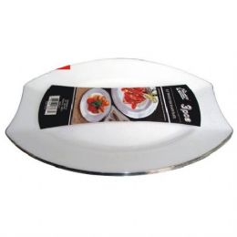 48 Bulk Plastic White Plate Oval 9.5in 3pk