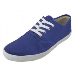 24 Bulk Men's Lace Up Casual Canvas Shoe In Navy