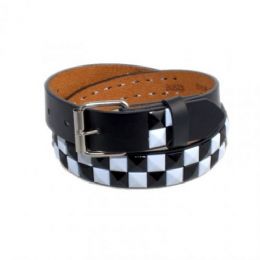 120 Bulk Boys Metal Studded Belts In Black & White