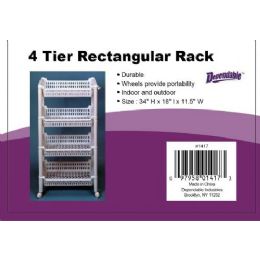 6 Bulk 4 Tier Jumbo Plastic Rack On Wheels White
