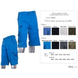 48 Bulk Mens Long Cargo Pants With Belt Size 30-38 100% Cotton