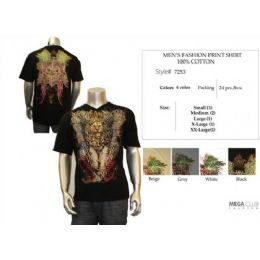 24 Bulk Mens Fashion Graphic T-Shirt S-Xxl 100% Cotton