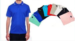24 Bulk Mens Solid Polo Shirt Jersey Fabric S-xl